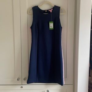 Lilly Pulitzer navy shift dress with side embroidery